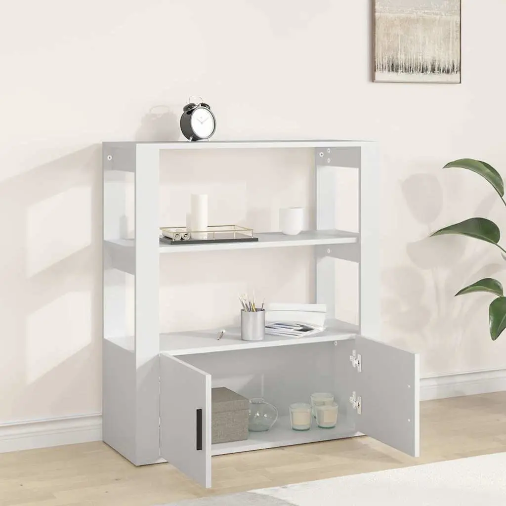 Sideboard Storage Cabinet 80x30x90 cm White Engineered Wood Shelves Doors