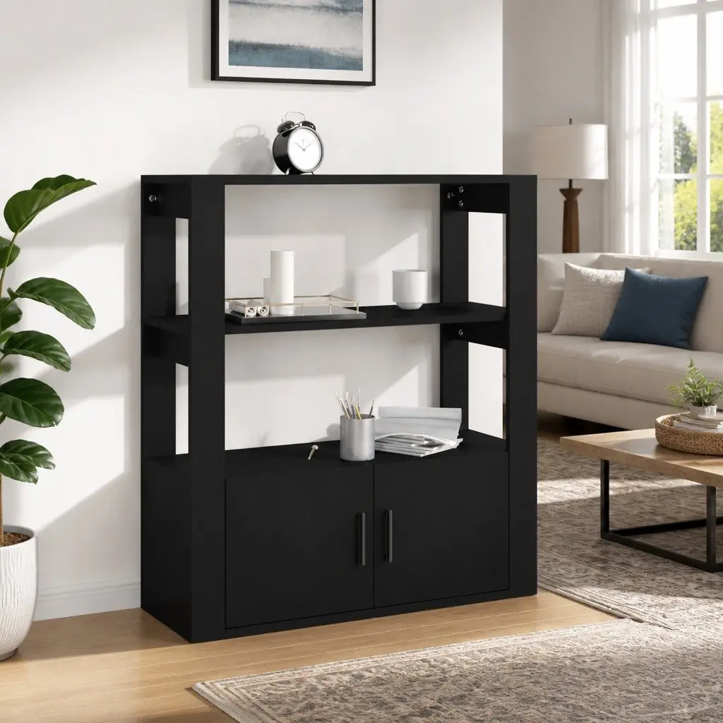 Black Sideboard with Ample Storage Solutions