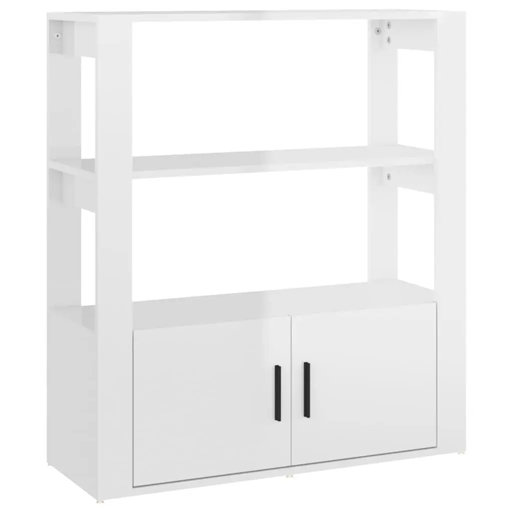 Sideboard Storage Cabinet Engineered Wood White High Gloss 80x30x90 cm