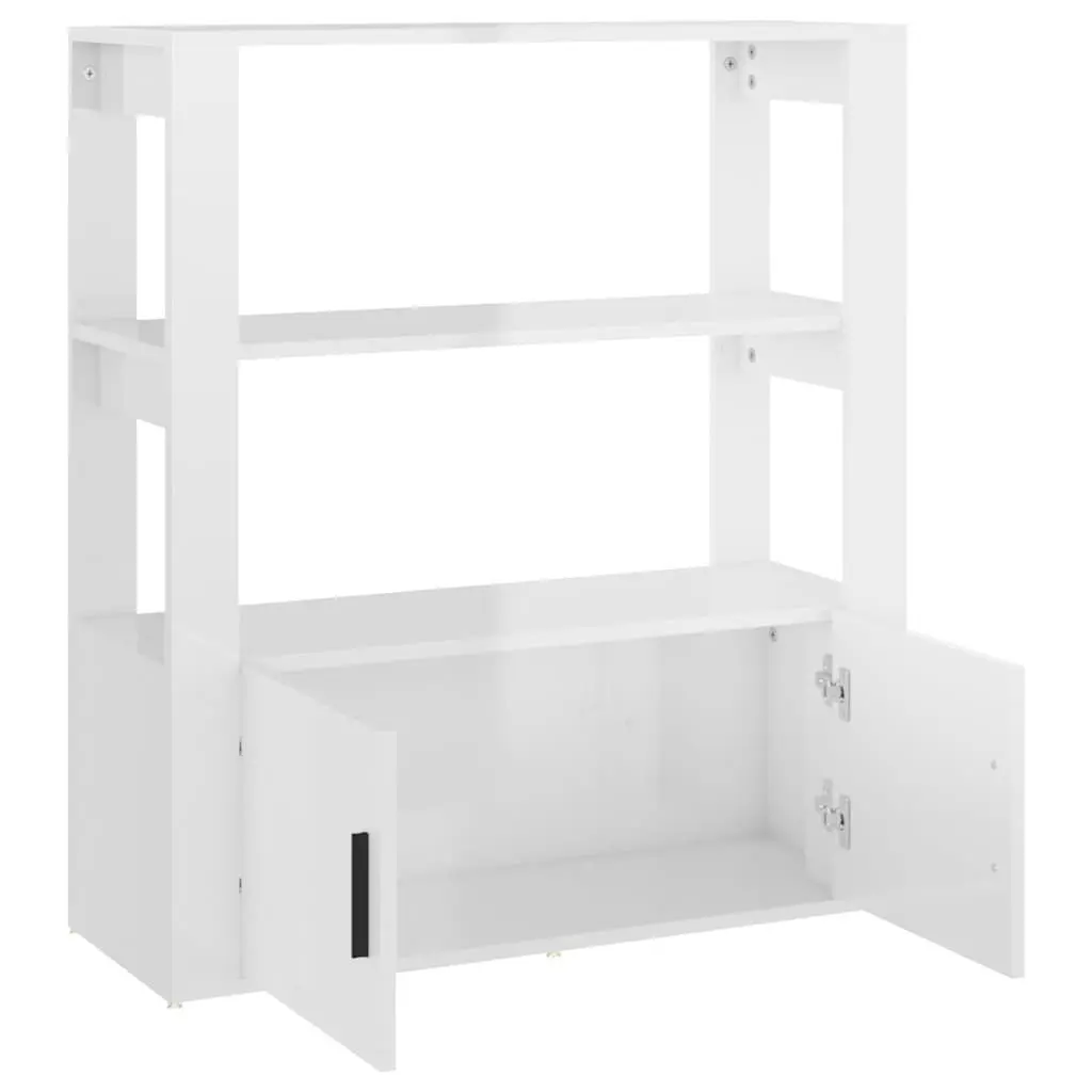 Sideboard Storage Cabinet Engineered Wood White High Gloss 80x30x90 cm