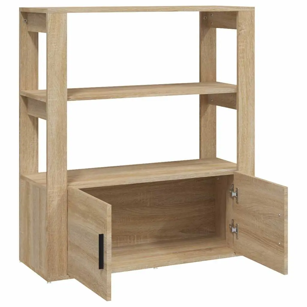 Sideboard Engineered Wood Storage Cabinet Shelves Doors Brown Living Room