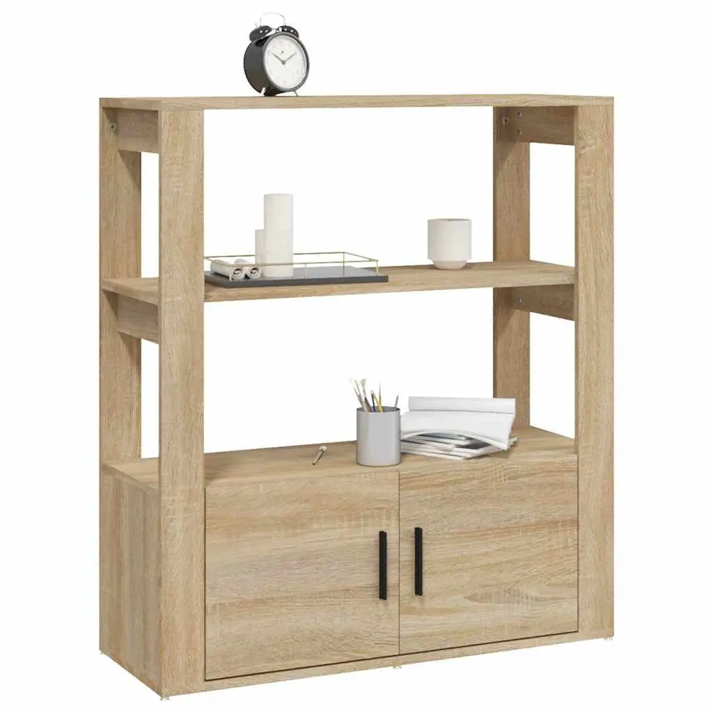 Sideboard Engineered Wood Storage Cabinet Shelves Doors Brown Living Room