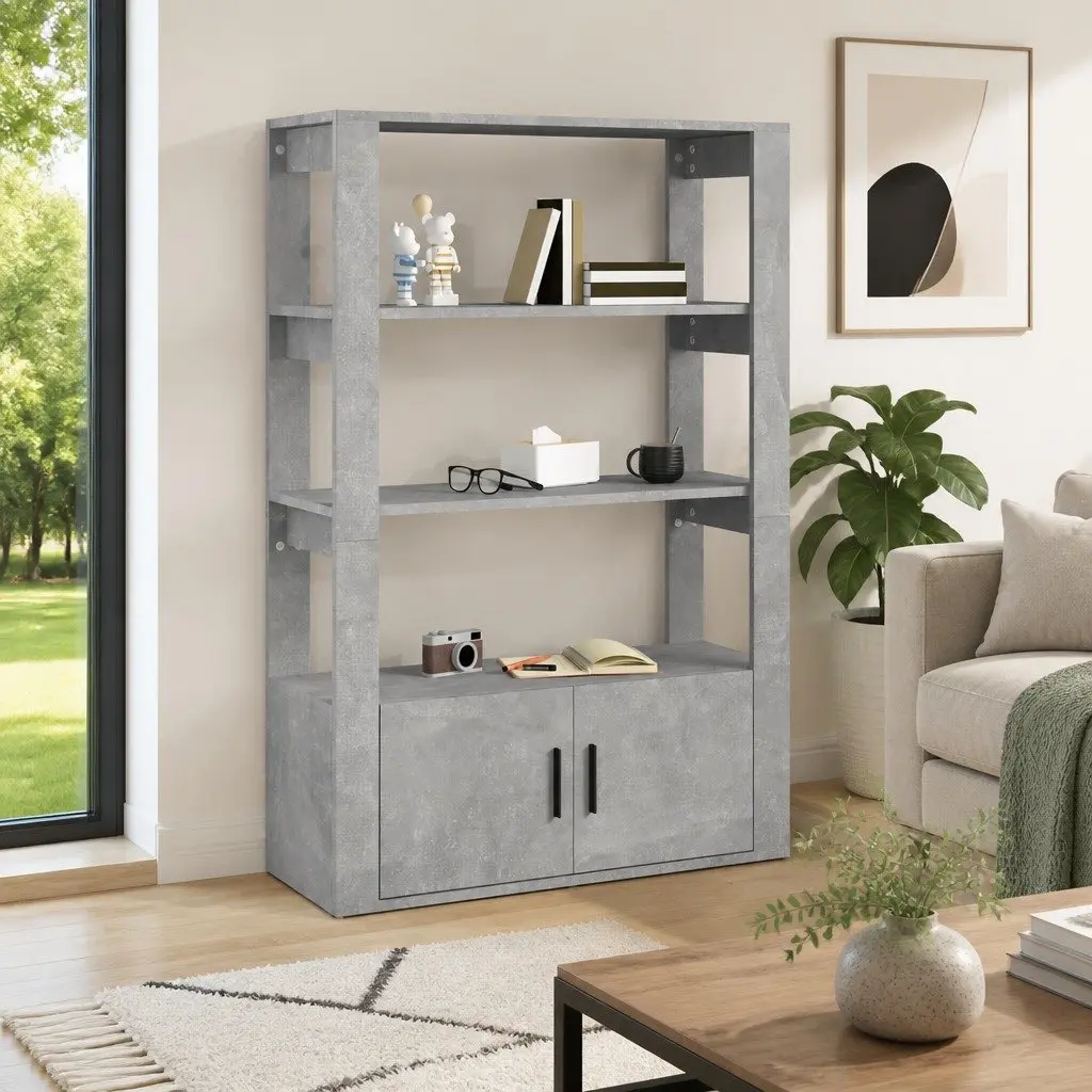 Sideboard Grey Storage Cabinet Engineered Wood 80L x 30W x 1195H cm