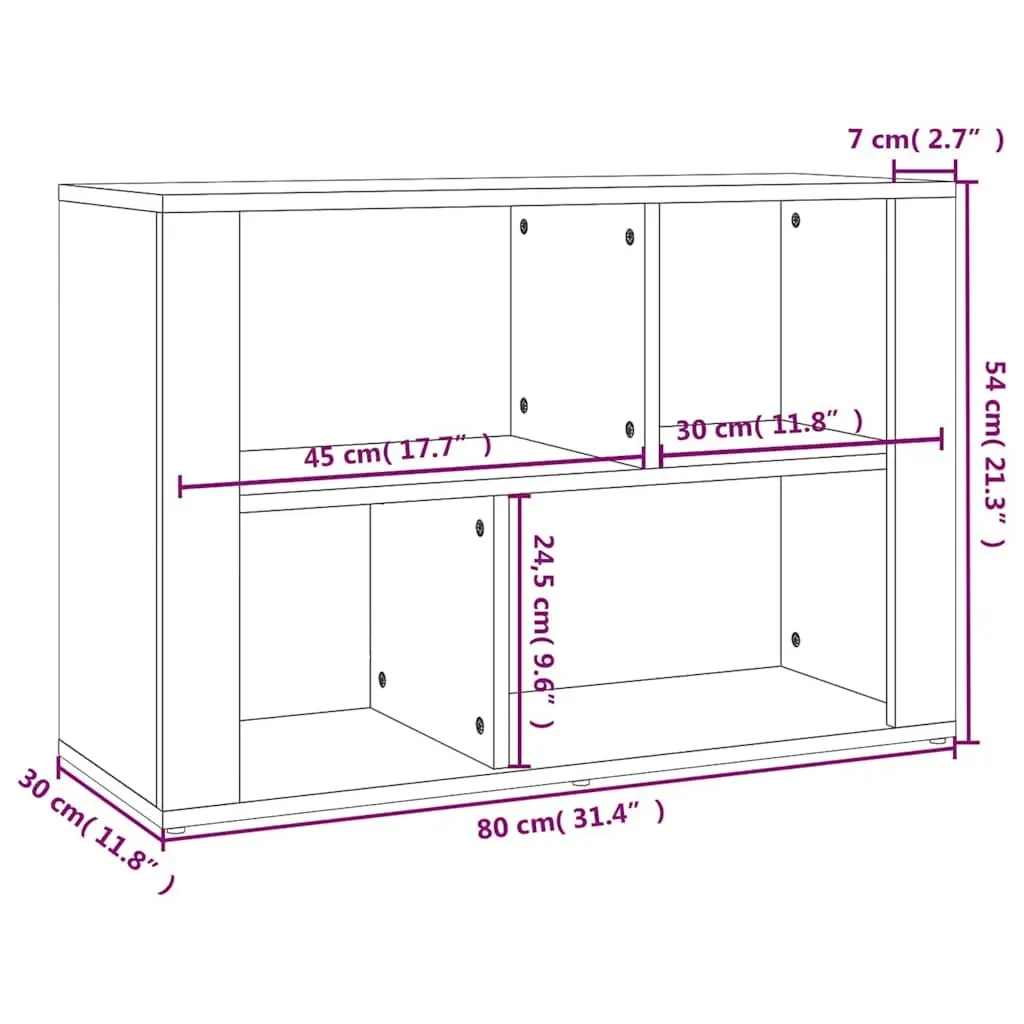 Sideboard Storage Cabinet Engineered Wood 80x30x54 cm Brown