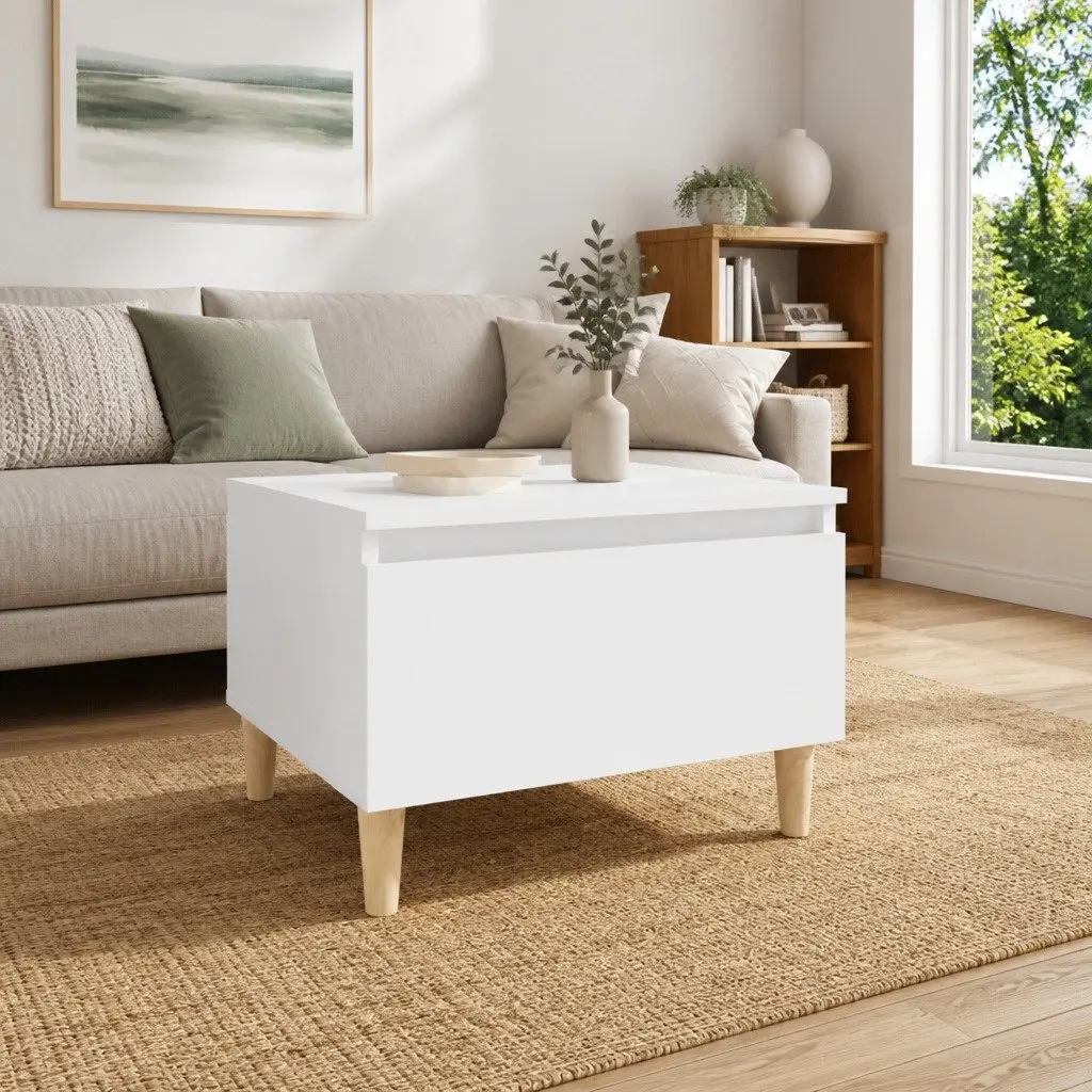 End Table Storage Scandinavian Style White 50W x 46D x 35H cm