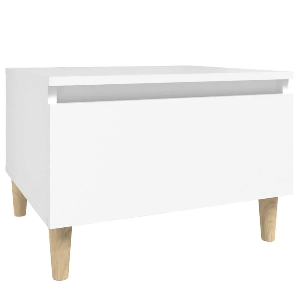 End Table 2 pcs White Engineered Wood Side Tables with Drawer Storage Accent