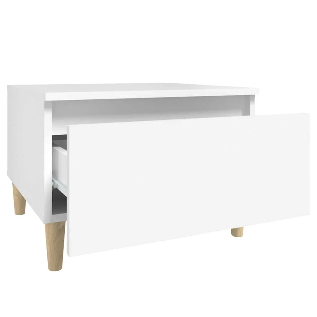 End Table 2 pcs White Engineered Wood Side Tables with Drawer Storage Accent