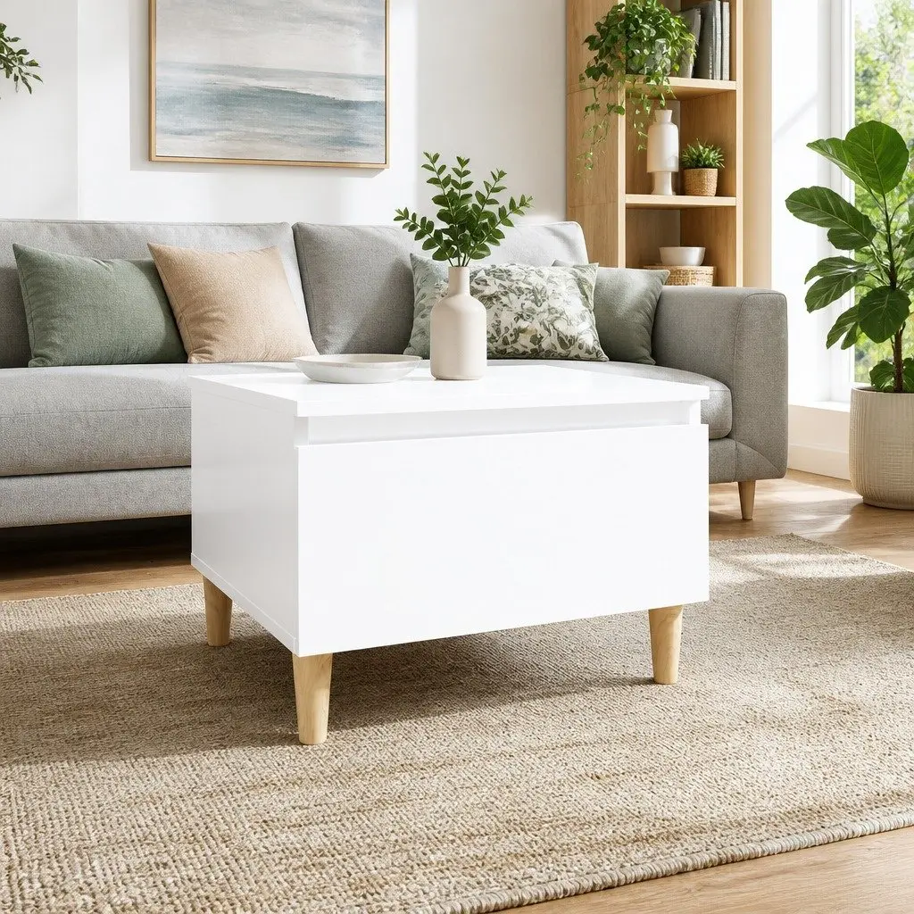 End Table Storage High Gloss White Modern 50 x 46 x 35 cm