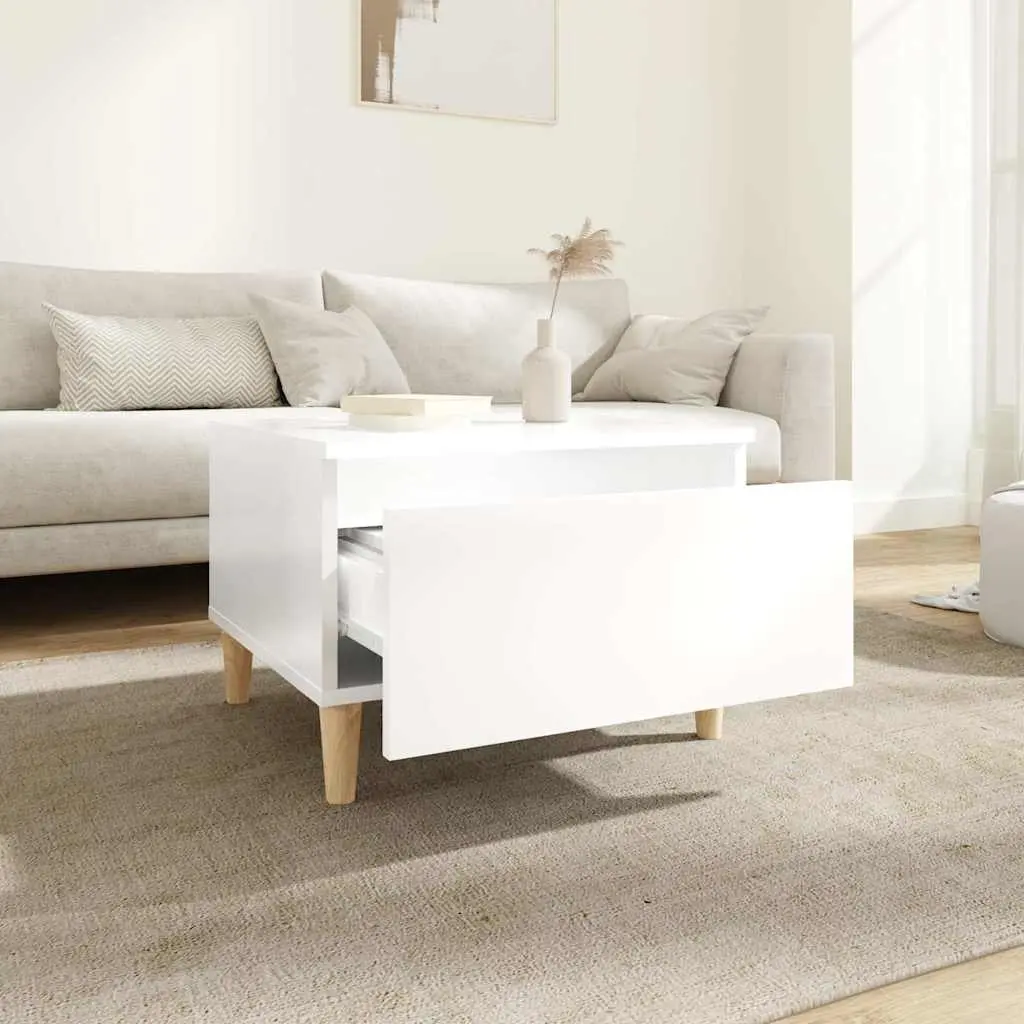 End Table Storage High Gloss White Modern 50 x 46 x 35 cm