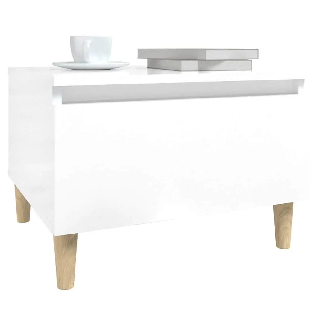 End Table Storage High Gloss White Modern 50 x 46 x 35 cm