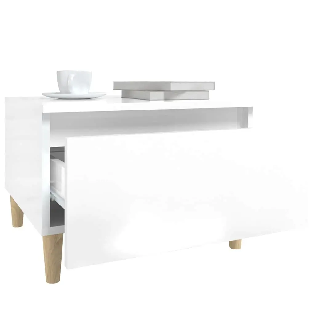 End Tables Side Tables 2 pcs White High Gloss Scandinavian Living Room Accent