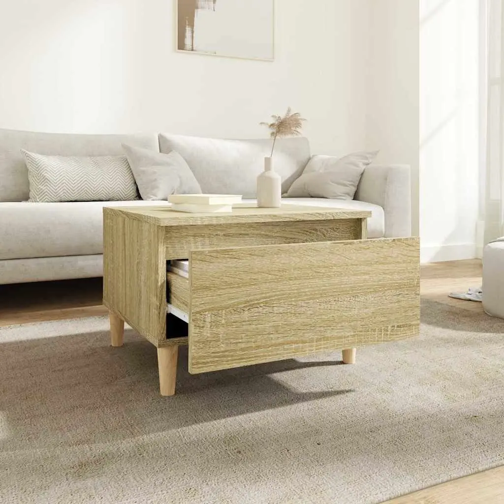 Side Table Storage Brown Engineered Wood Living Room Furniture 50W x 46H x 35D cm