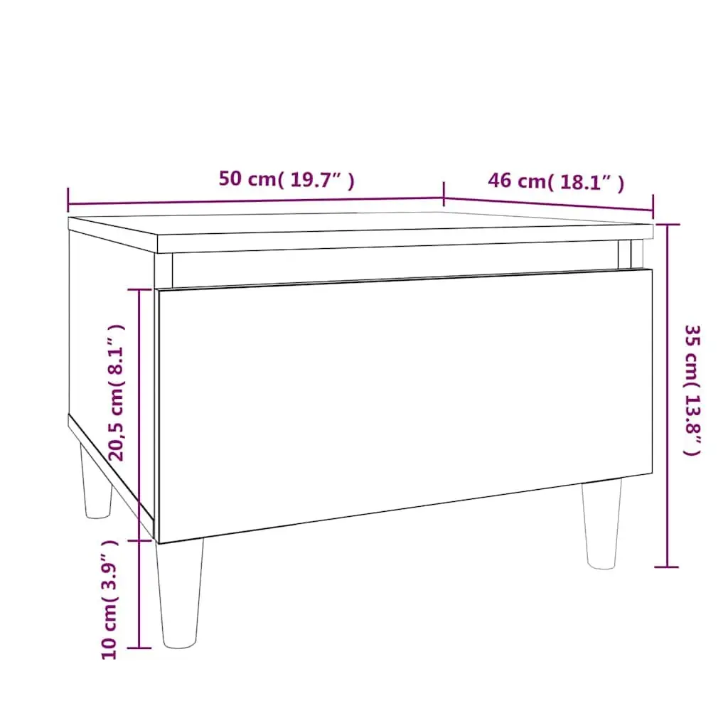 Side Table Storage Brown Engineered Wood Living Room Furniture 50W x 46H x 35D cm