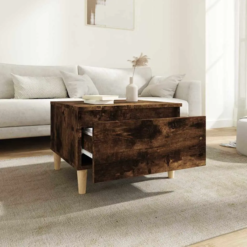 Side Table Storage Drawer 50 x 46 x 35 cm Brown Scandinavian Furniture