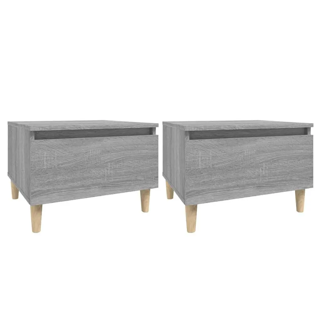 Side Tables Storage Accent Furniture 2 pcs Grey Scandinavian Living Room