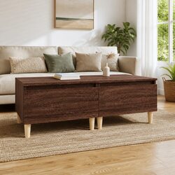 End Tables Set of 2 Brown Oak Scandinavian Side Table with Drawer Storage