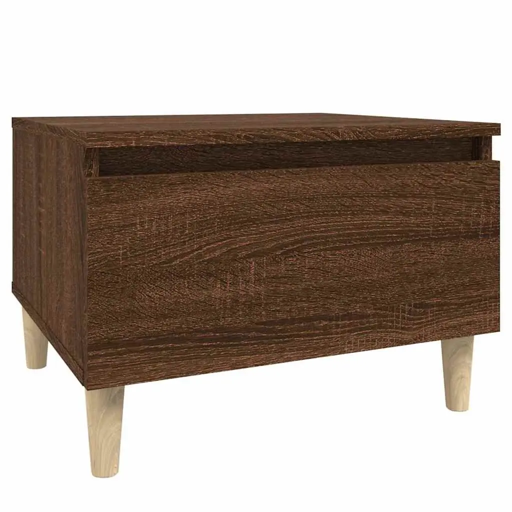 End Tables Set of 2 Brown Oak Scandinavian Side Table with Drawer Storage