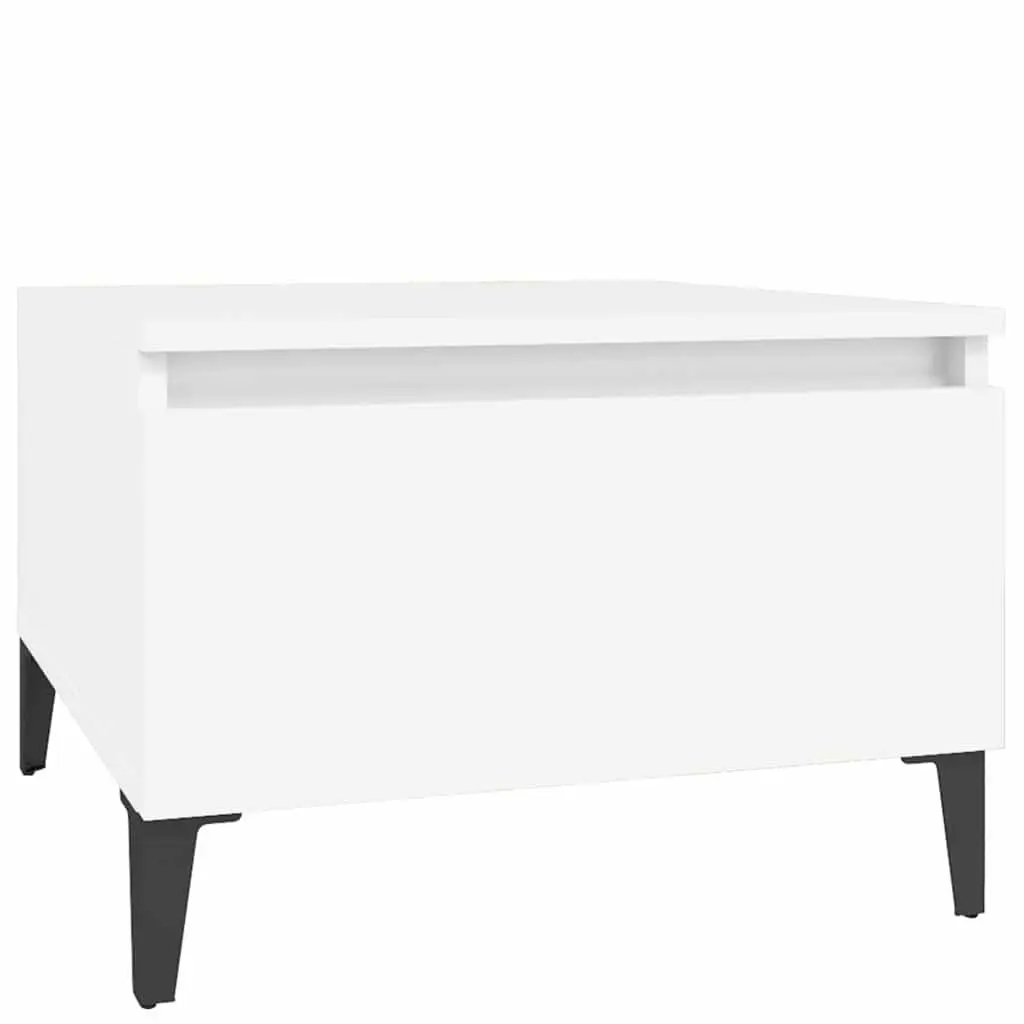End Table Storage Living Room Accent 50 x 46 x 35 cm White