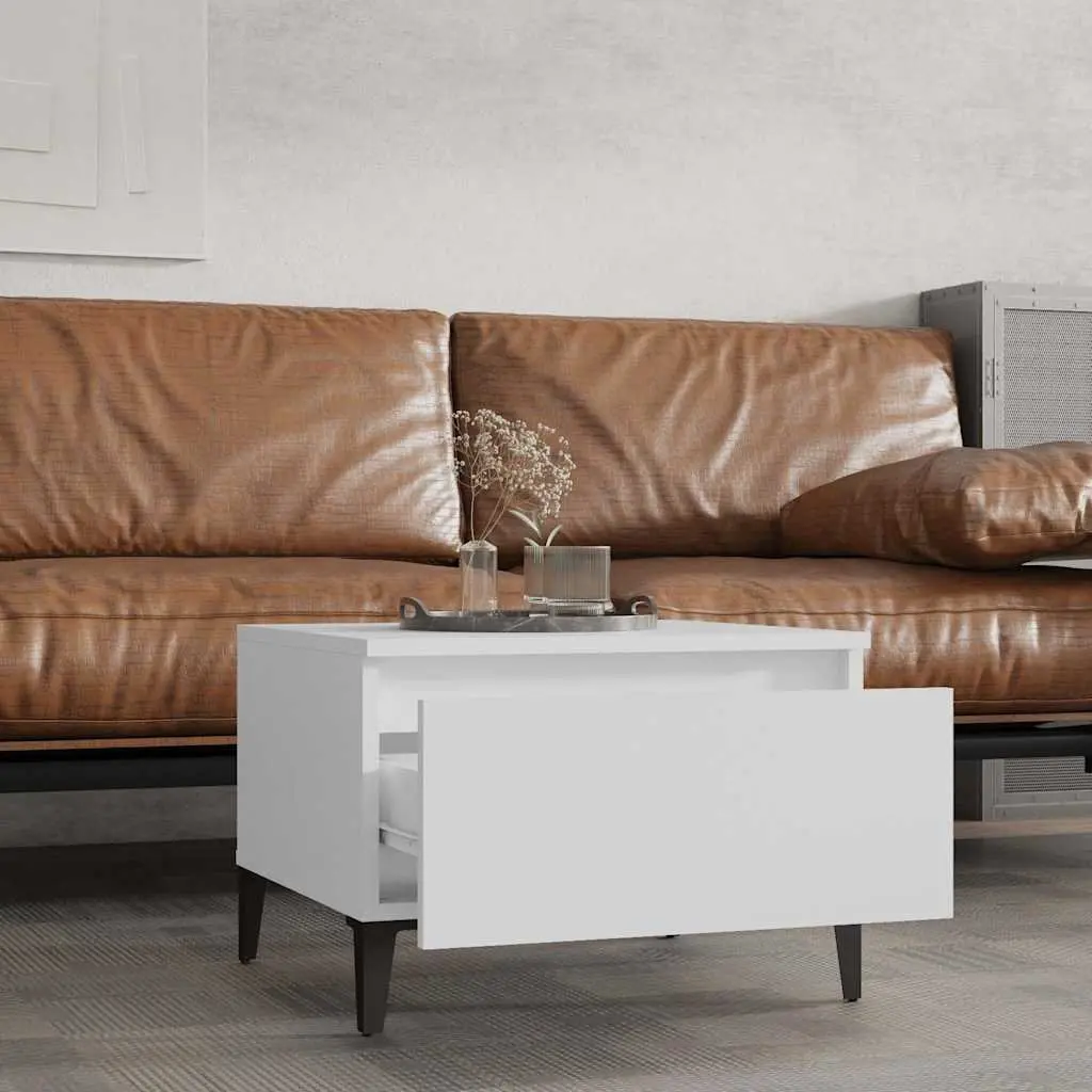 End Table Storage Living Room Accent 50 x 46 x 35 cm White