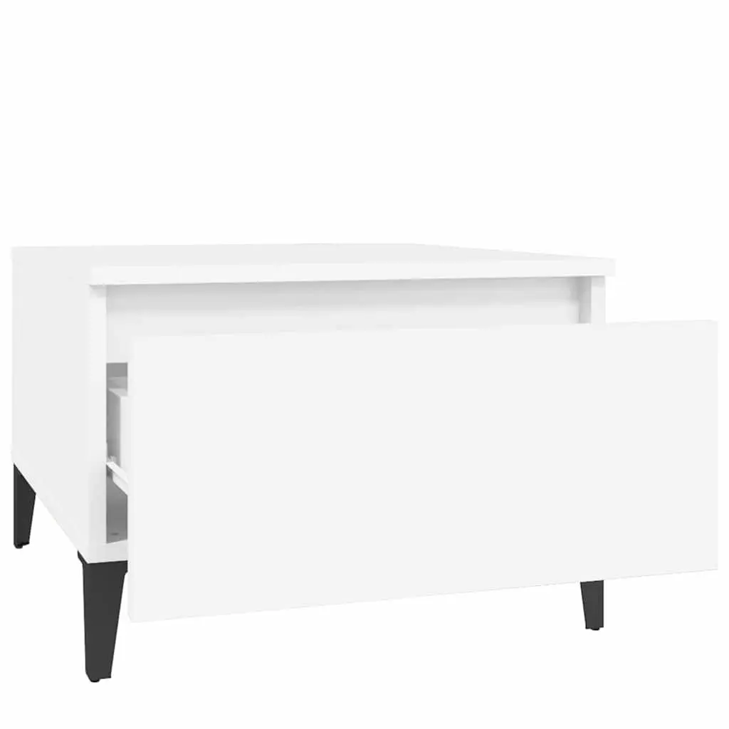 End Table Storage Living Room Accent 50 x 46 x 35 cm White