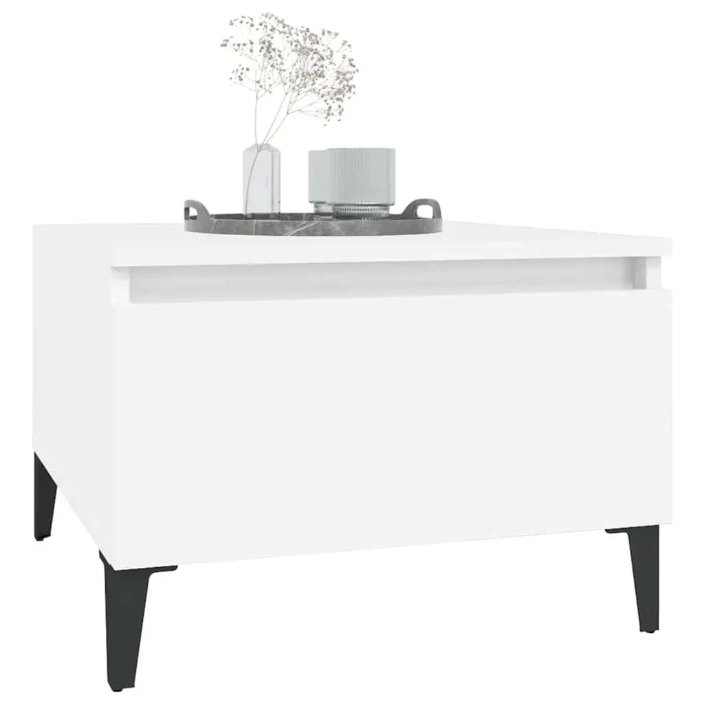 End Table Storage Living Room Accent 50 x 46 x 35 cm White