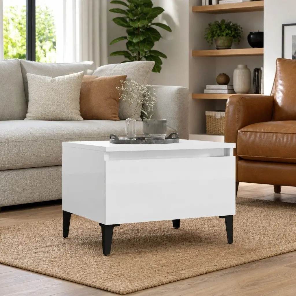 End Table Storage High Gloss White 50W x 46H x 35D cm
