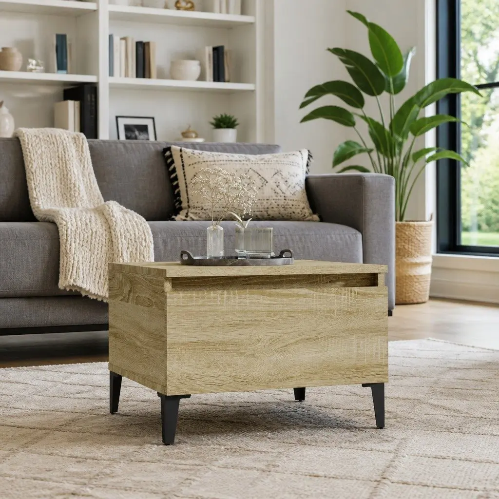Brown Accent Table with Storage Drawer