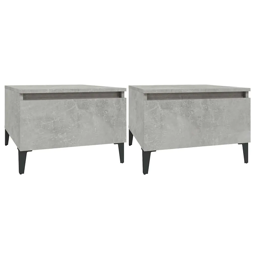 End Tables Set of 2 Grey Engineered Wood Accent Side Tables Drawer Storage