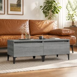 Side Tables Set of 2 Grey Engineered Wood Accent Tables with Drawer Storage