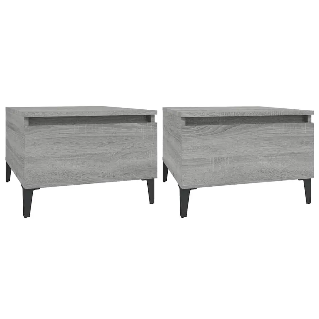 Accent Tables Set of 2 Grey Engineered Wood Side Tables with Drawer Storage