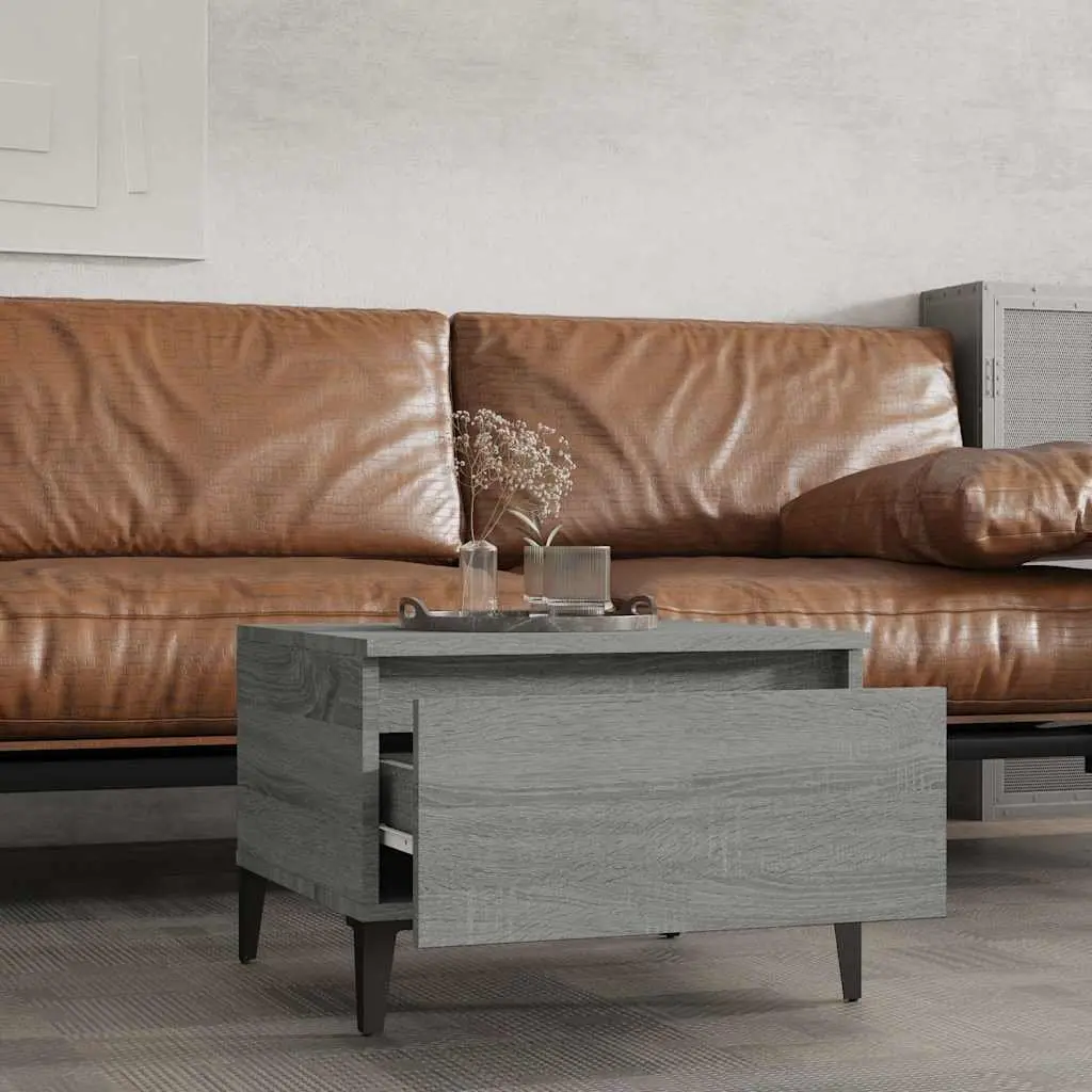 Accent Tables Set of 2 Grey Engineered Wood Side Tables with Drawer Storage