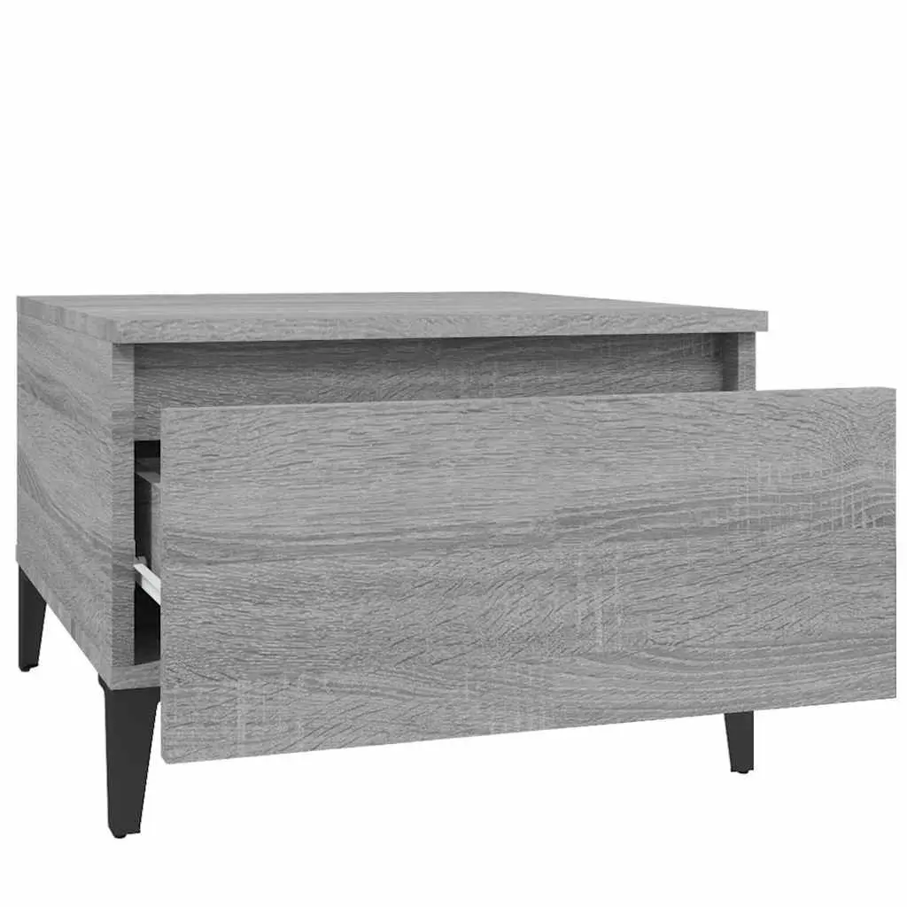Accent Tables Set of 2 Grey Engineered Wood Side Tables with Drawer Storage
