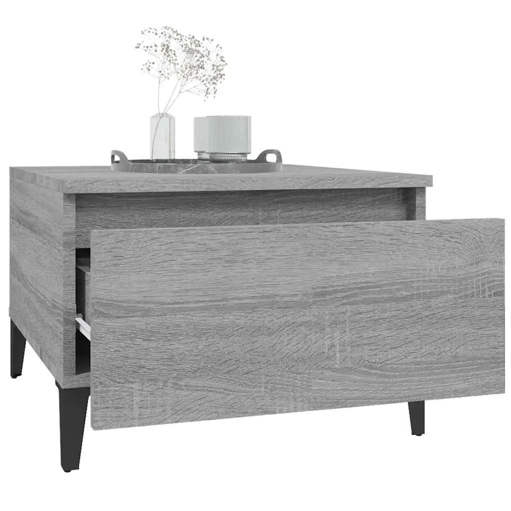 Accent Tables Set of 2 Grey Engineered Wood Side Tables with Drawer Storage