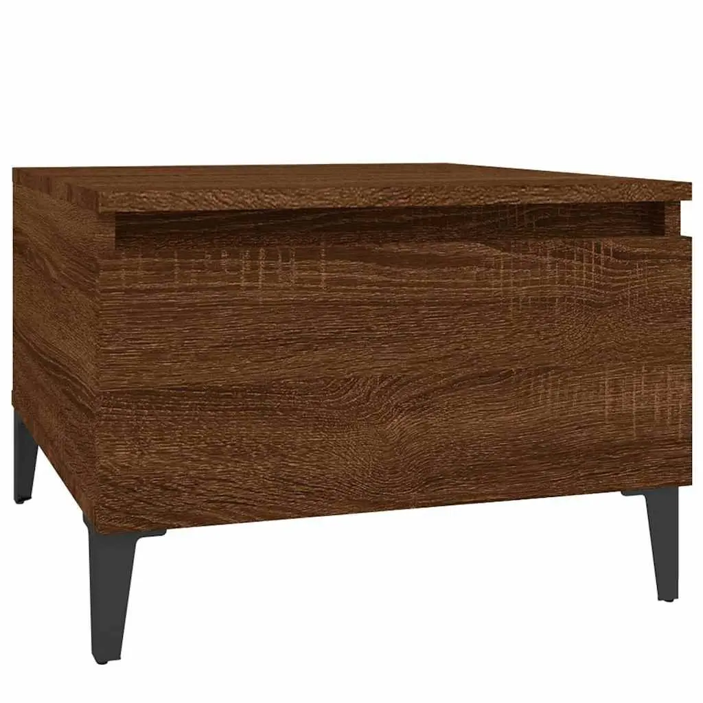 End Tables Industrial Side Table 50 x 46 x 35 cm Brown Oak 2 pcs Engineered Wood Drawer Storage