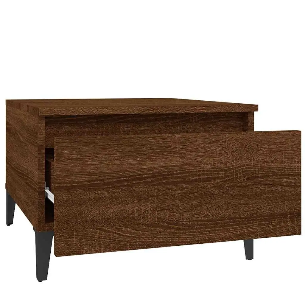 End Tables Industrial Side Table 50 x 46 x 35 cm Brown Oak 2 pcs Engineered Wood Drawer Storage