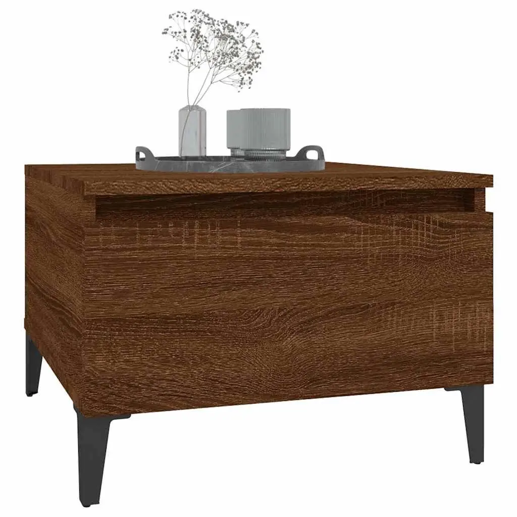 End Tables Industrial Side Table 50 x 46 x 35 cm Brown Oak 2 pcs Engineered Wood Drawer Storage