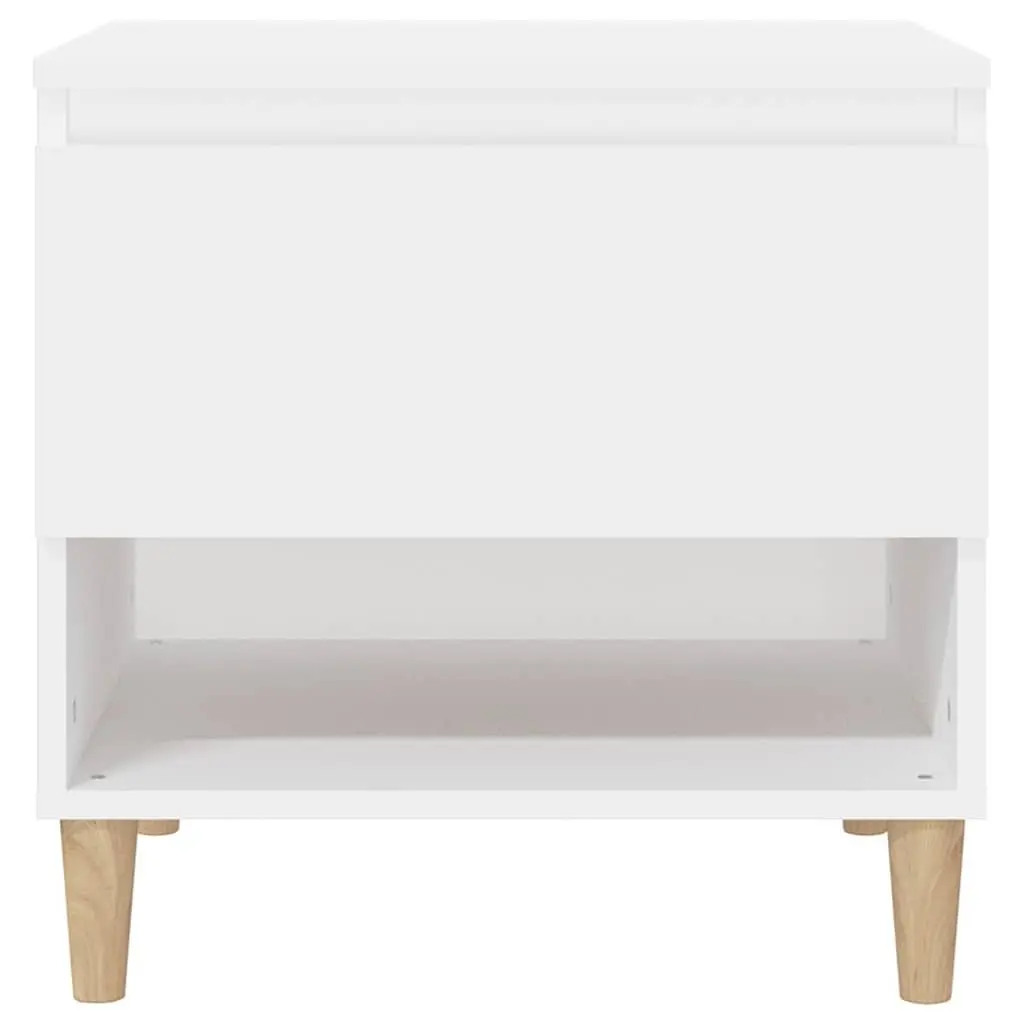 Bedside Table White 50x46x50 cm Engineered Wood Nightstand Storage