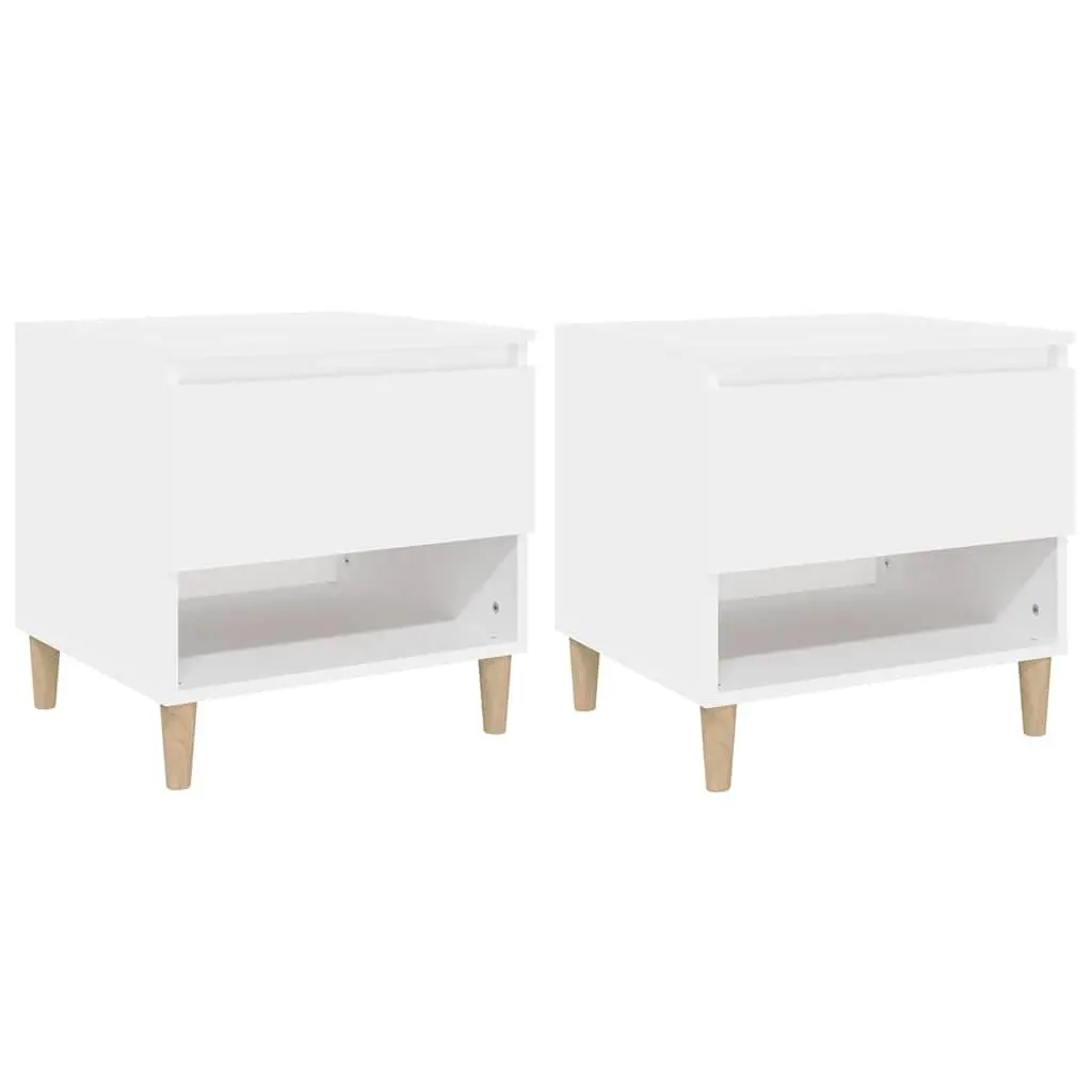 Bedside Tables Storage 50x46x50 cm White Set of 2 Engineered Wood