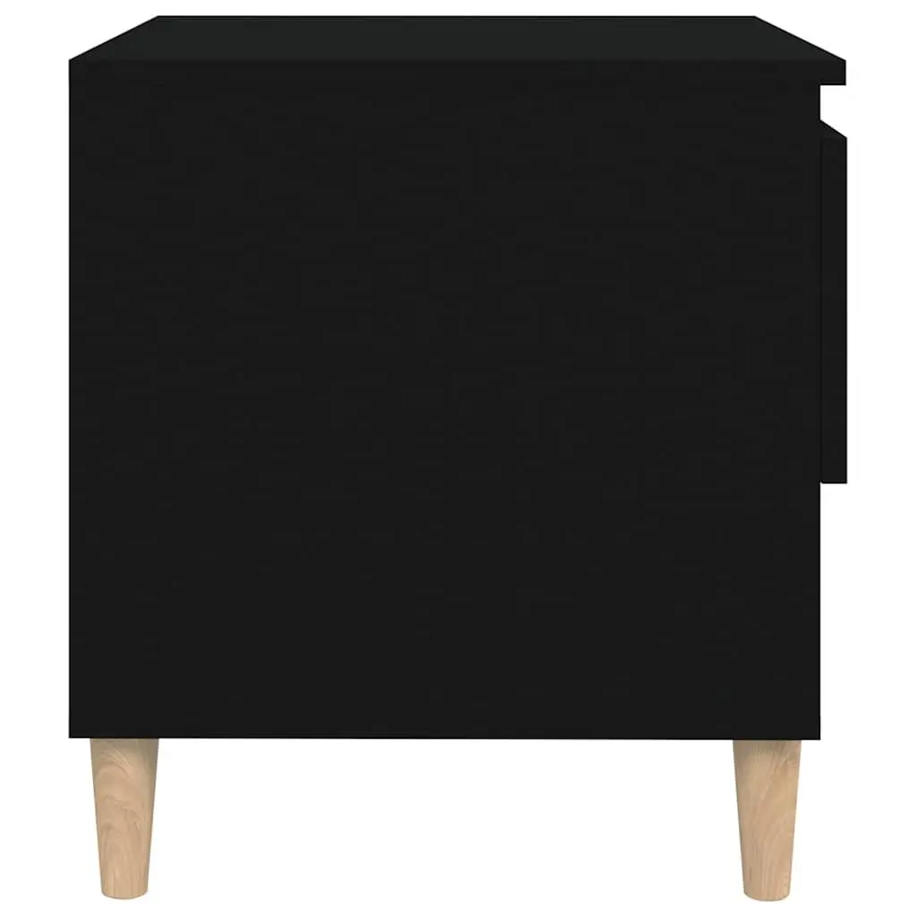 Bedside Table Black Engineered Wood Nightstand Side Storage Cabinet 50x46x50cm