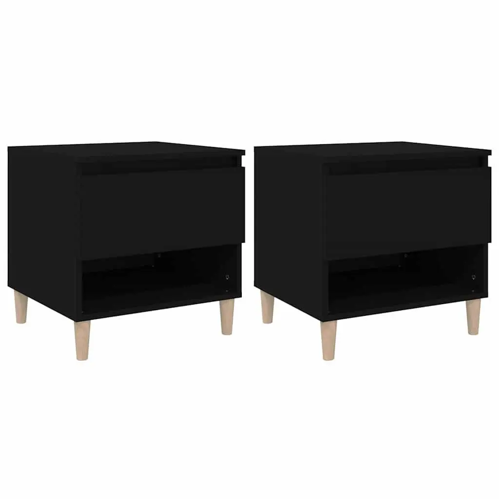 Bedside Tables Storage 50x46x50 cm Black Engineered Wood 2 pcs