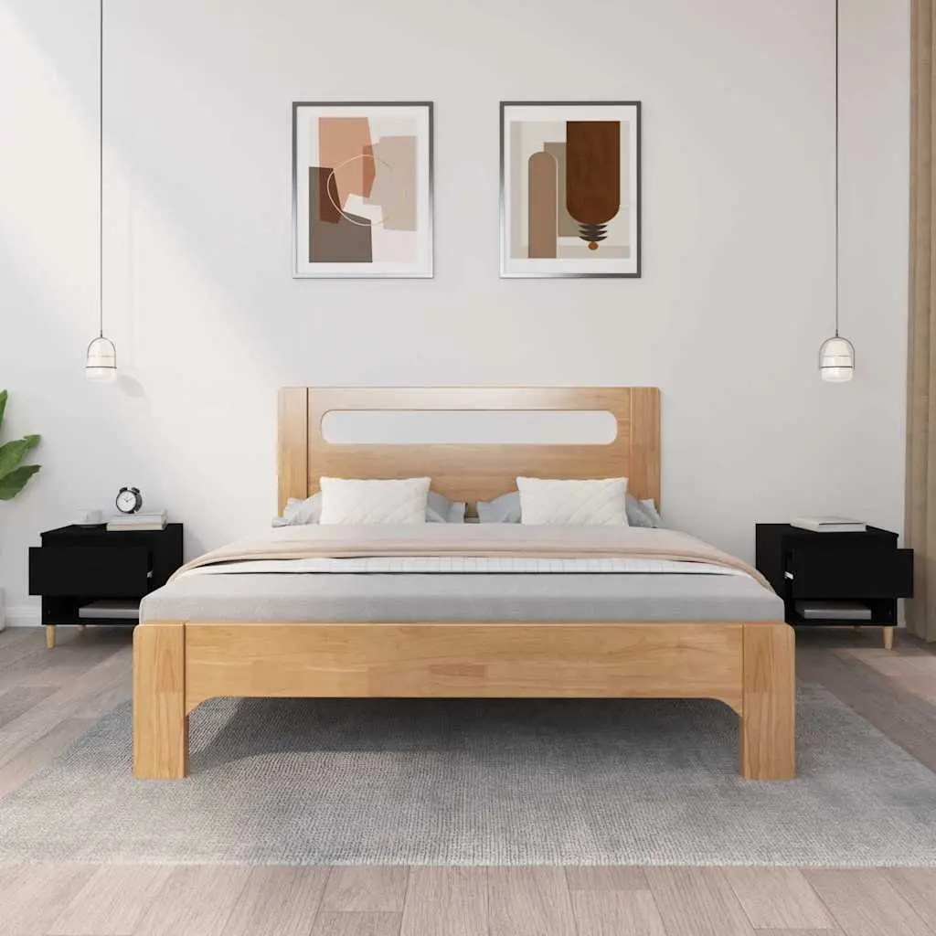 Bedside Tables Storage 50x46x50 cm Black Engineered Wood 2 pcs