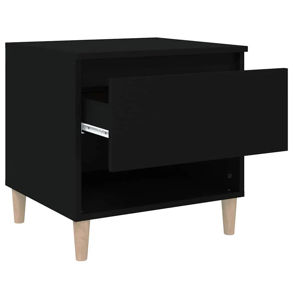 Bedside Tables Storage 50x46x50 cm Black Engineered Wood 2 pcs