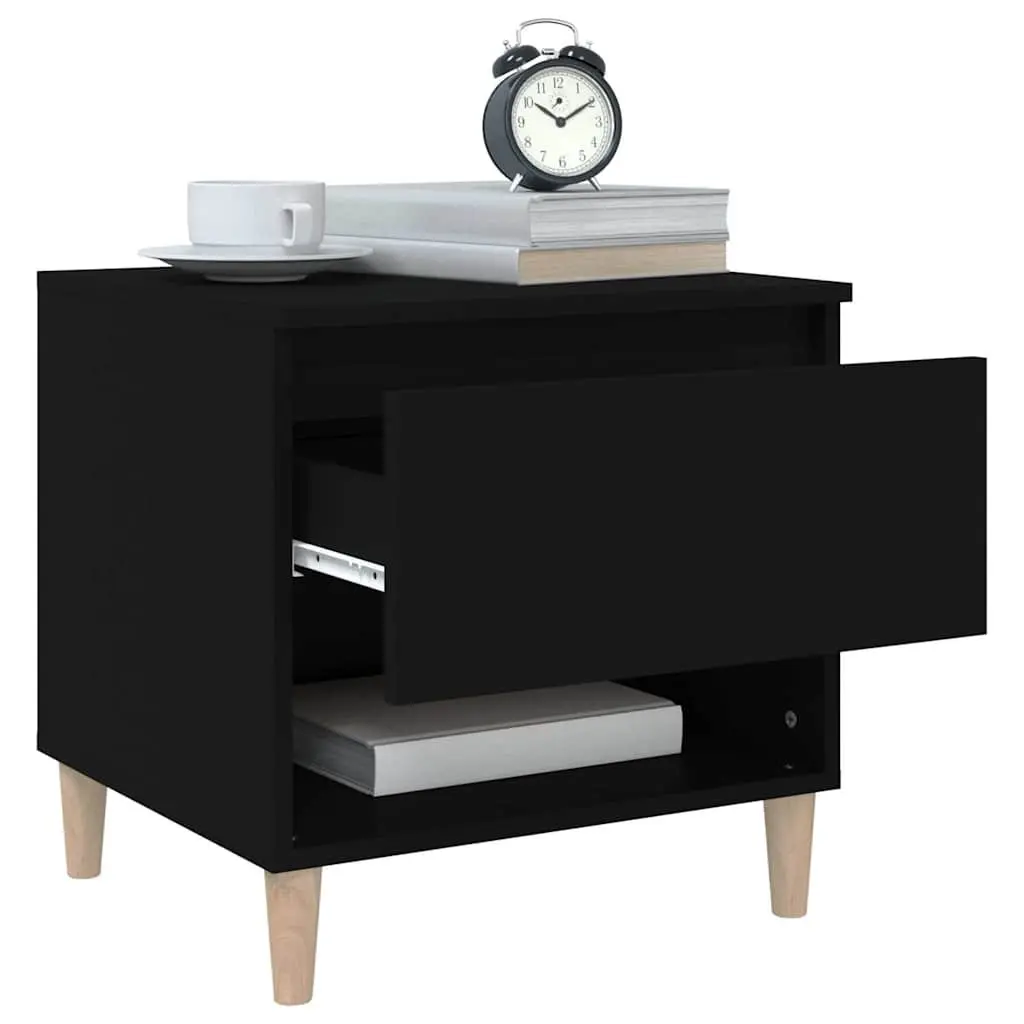 Bedside Tables Storage 50x46x50 cm Black Engineered Wood 2 pcs