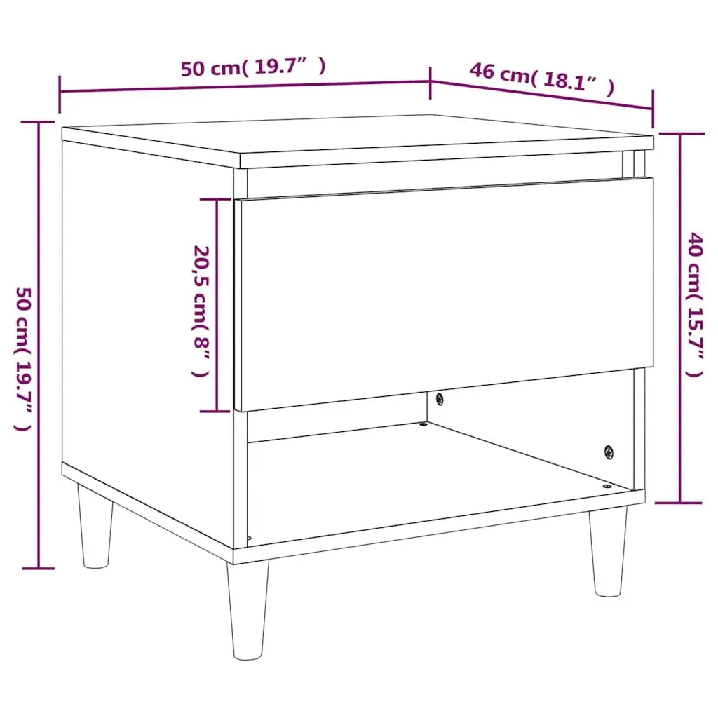 Bedside Tables 2 pcs White High Gloss Modern Design Storage Nightstands