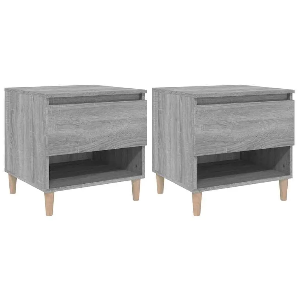 Bedside Tables Nightstands 50x46x50 cm Grey Engineered Wood 2 pcs
