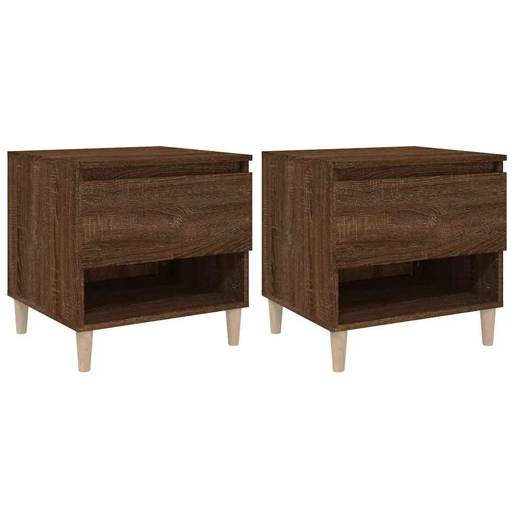 Bedside Tables 2 pcs Brown Oak 50x46x50 cm Engineered Wood Side Storage