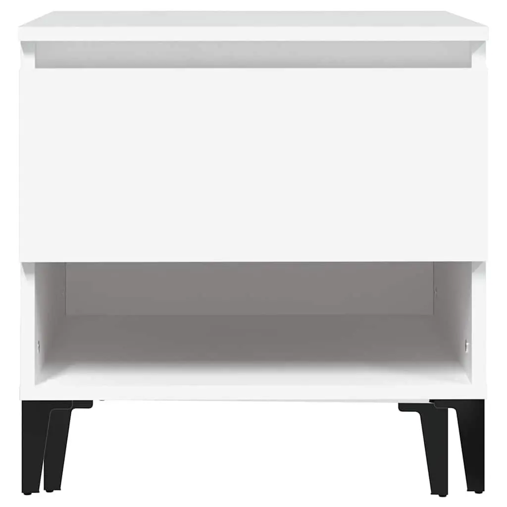 Side Table Storage Drawer Compartment White 50W x 46D x 50H cm