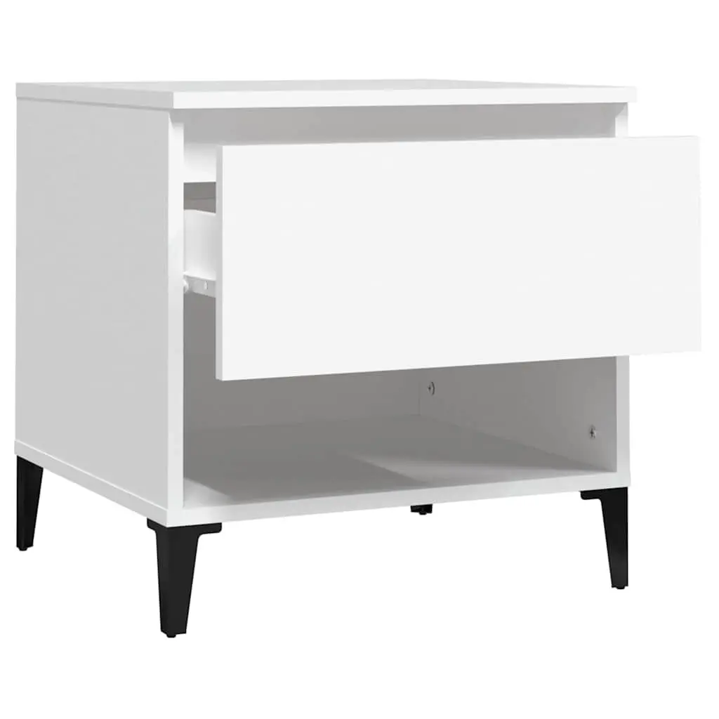 Side Table Storage Drawer Compartment White 50W x 46D x 50H cm