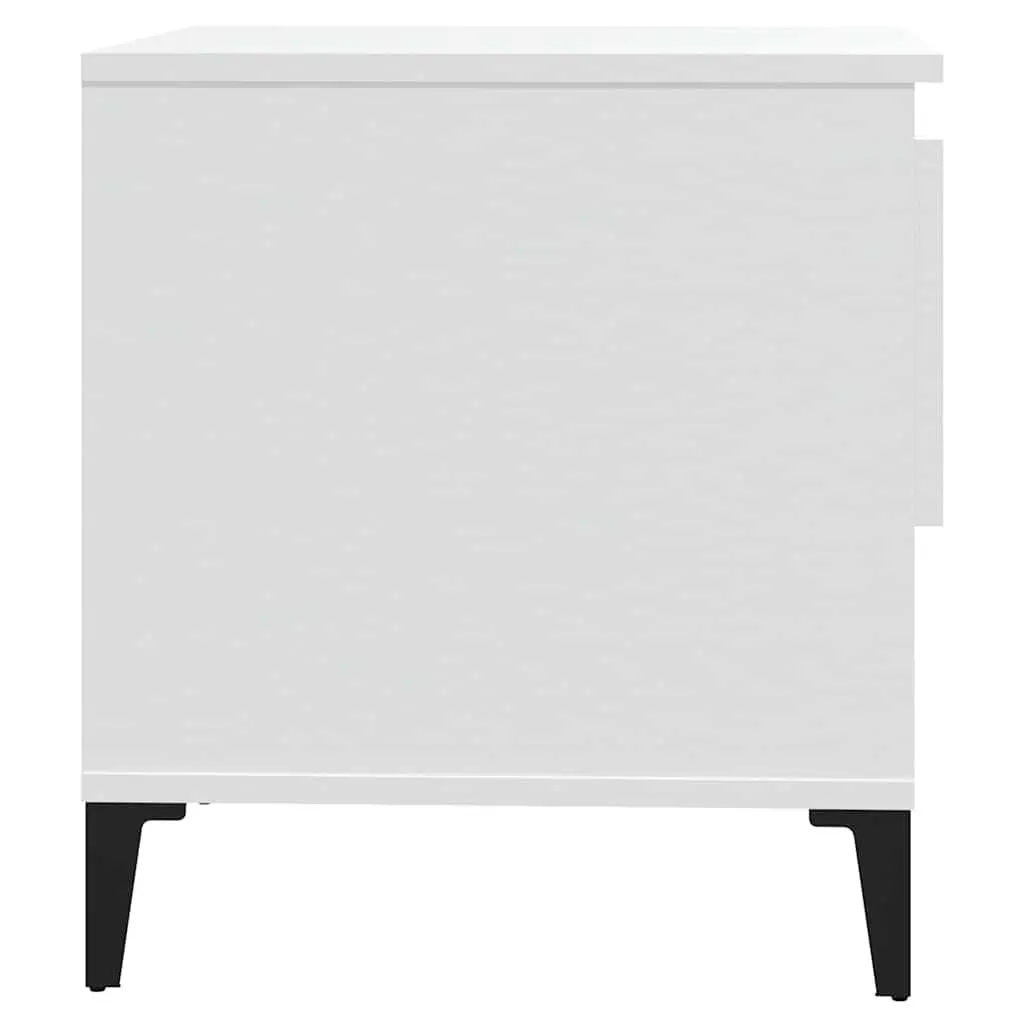 White Side Tables 2 Piece Engineered Wood Storage Drawer Living Room Furniture