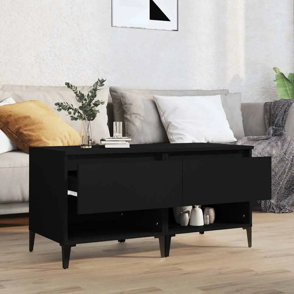 End Tables Side Tables with Storage Drawer 50W x 46D x 50H cm Black 2 Piece